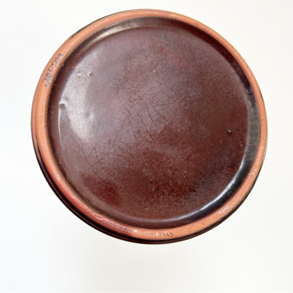 Vintage Made in Japan Two Tone Brown Glazed Pottery Pitcher Mid-Century Modern - Picture 6 of 9